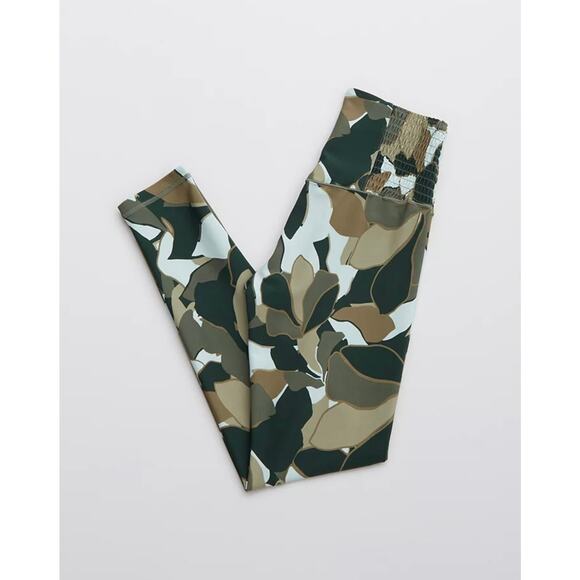 Aerie Green Printed Real Me Smocked Waistband Legging SIze X-Small - Picture 4 of 14